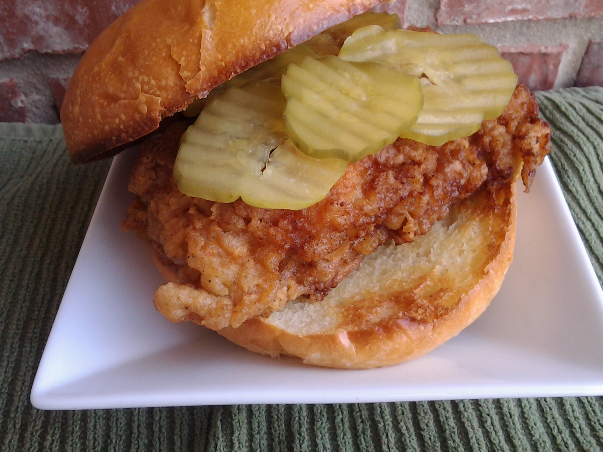 Homemade fast food chicken sandwich -close up