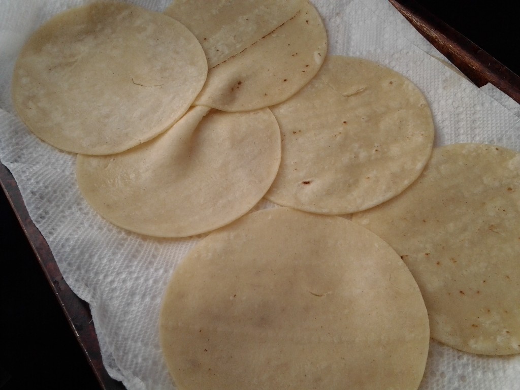 draining tortillas