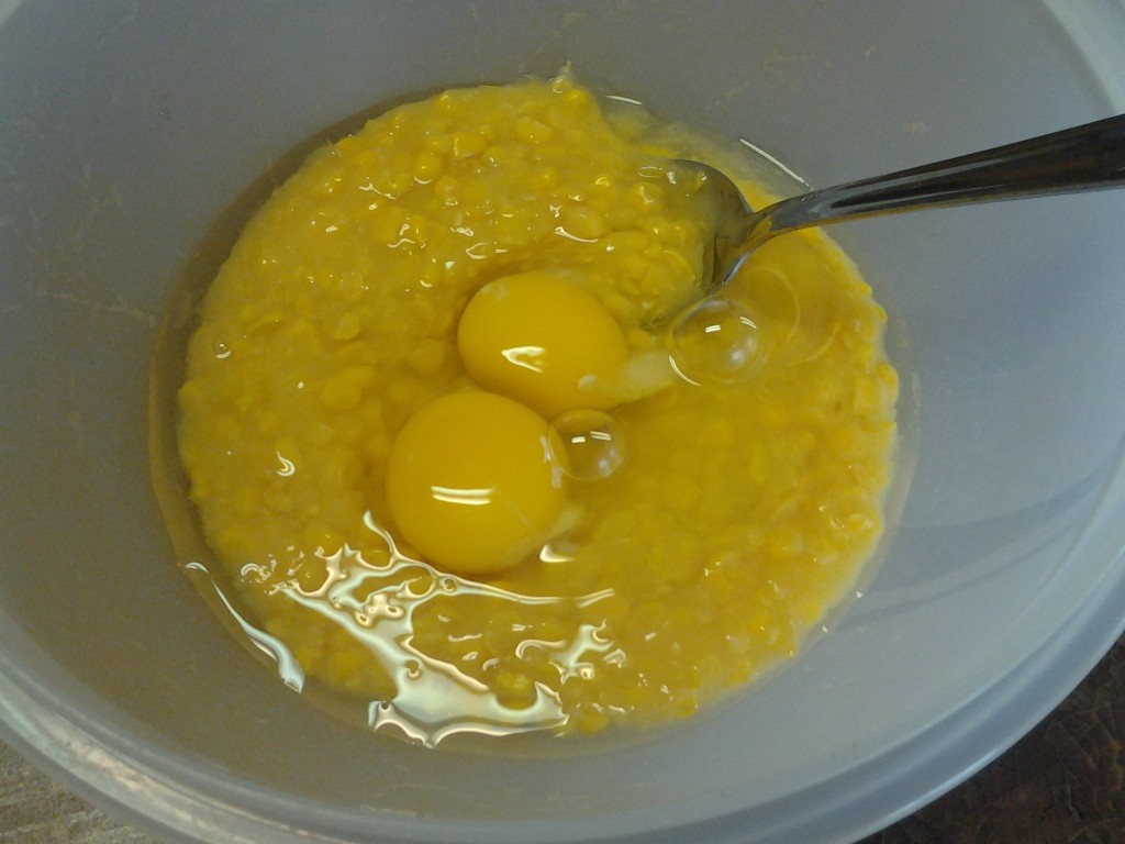 Corn casserole - corn and eggs