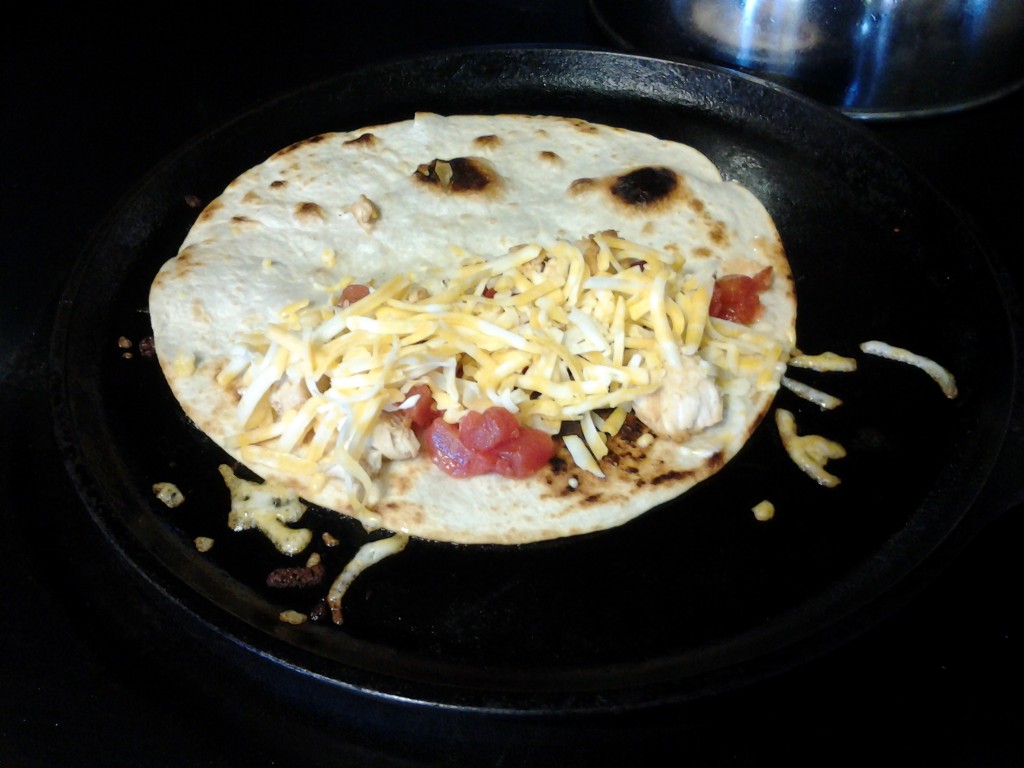 chicken quesadilla cooking