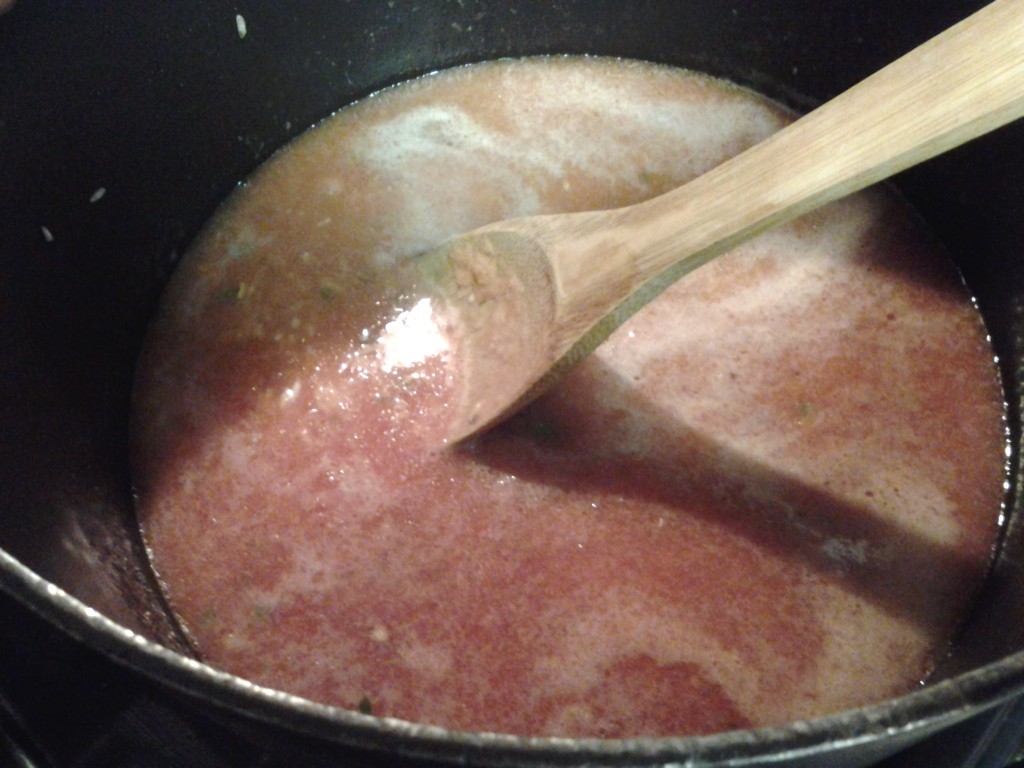 mexican rice add tomatoes and broth