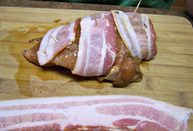 Bacon wrapped chicken with brown sugar glaze 055