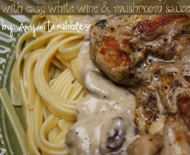 Grilled Chicken Thighs with Easy White Wine & Mushroom Sauce by Anyonita Nibbles