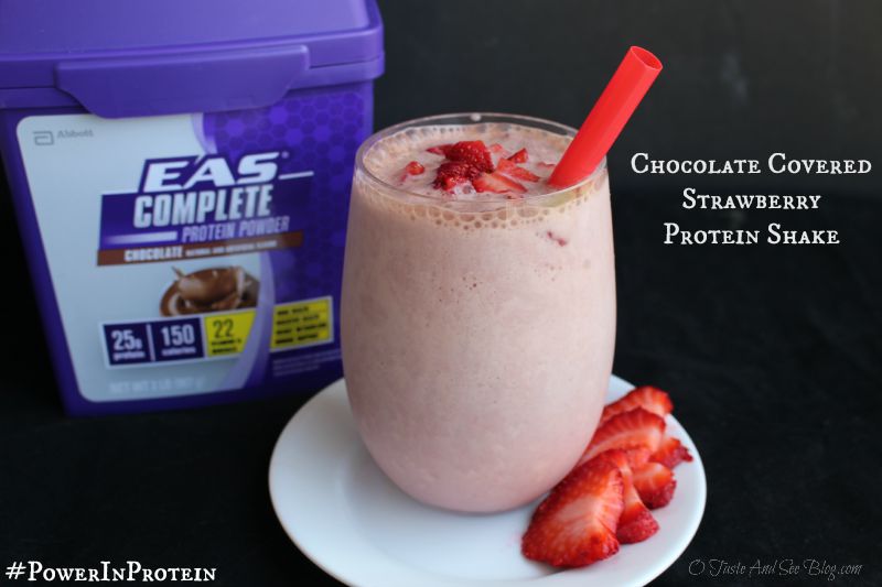 Chocolate Covered Strawberry Protein Shake #PowerInProtein #Ad