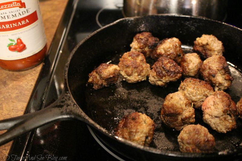 Skillet Spaghetti and meatballs #ad 