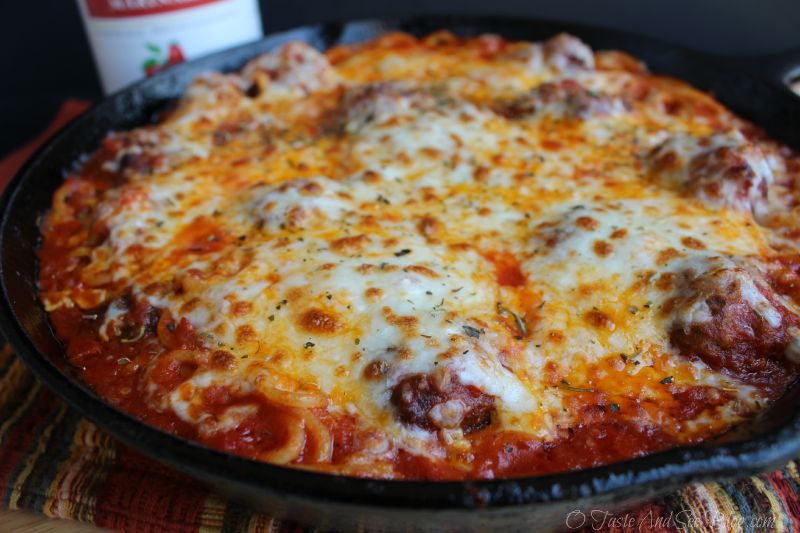 Skillet Spaghetti and meatballs #ad