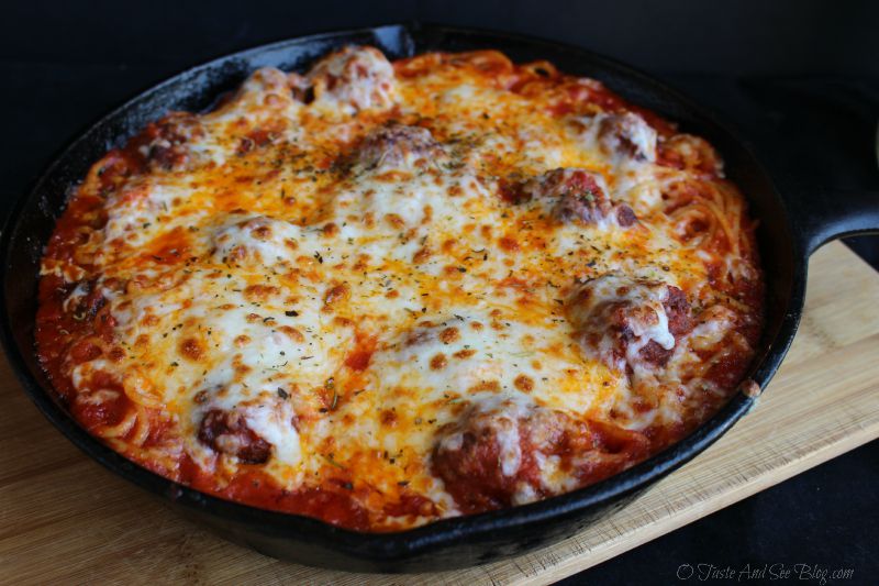 Skillet Spaghetti and meatballs #ad 