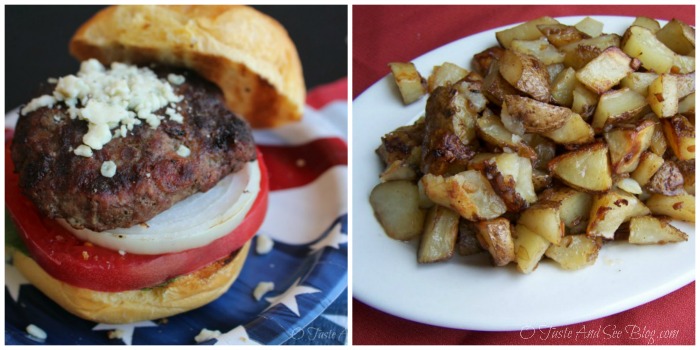 burger and potatoes