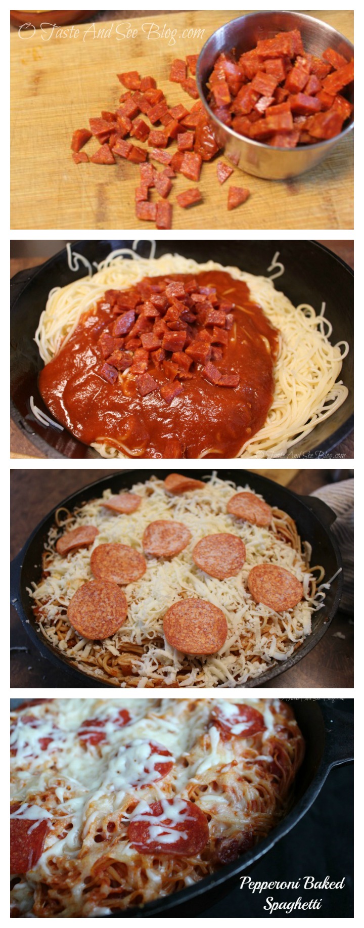 Pepperoni Baked Spaghettti ad Collage